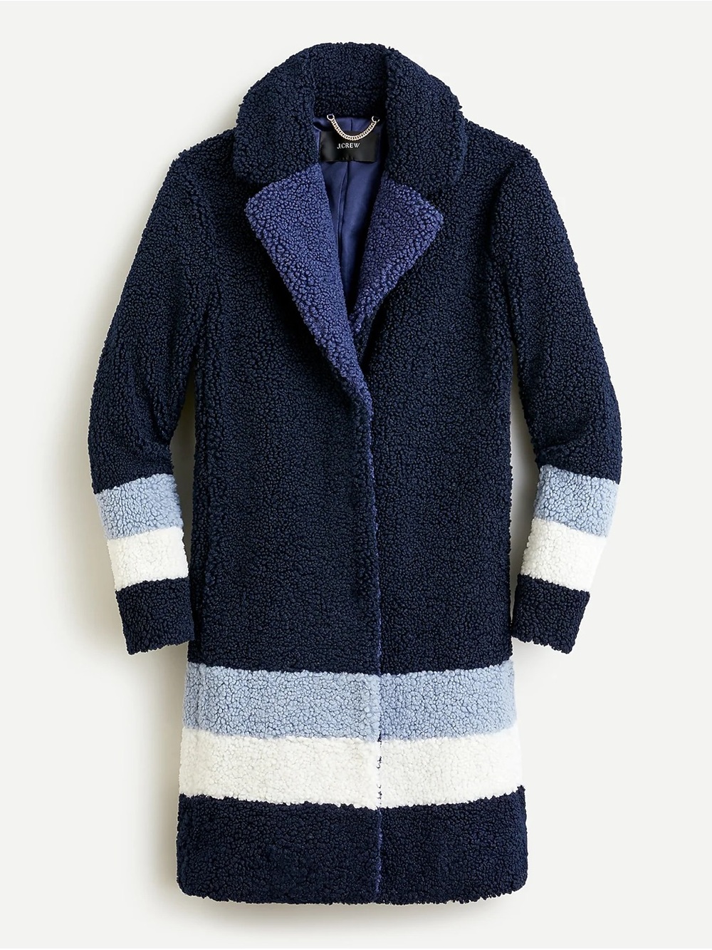 J. Crew Teddy sherpa topcoat in colorblock blue long‎ plush coat
